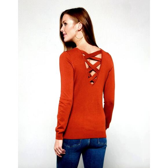 Love Ellie Mia Back Detail Sweater - Burnt Orange - size L - Picture 2 of 10